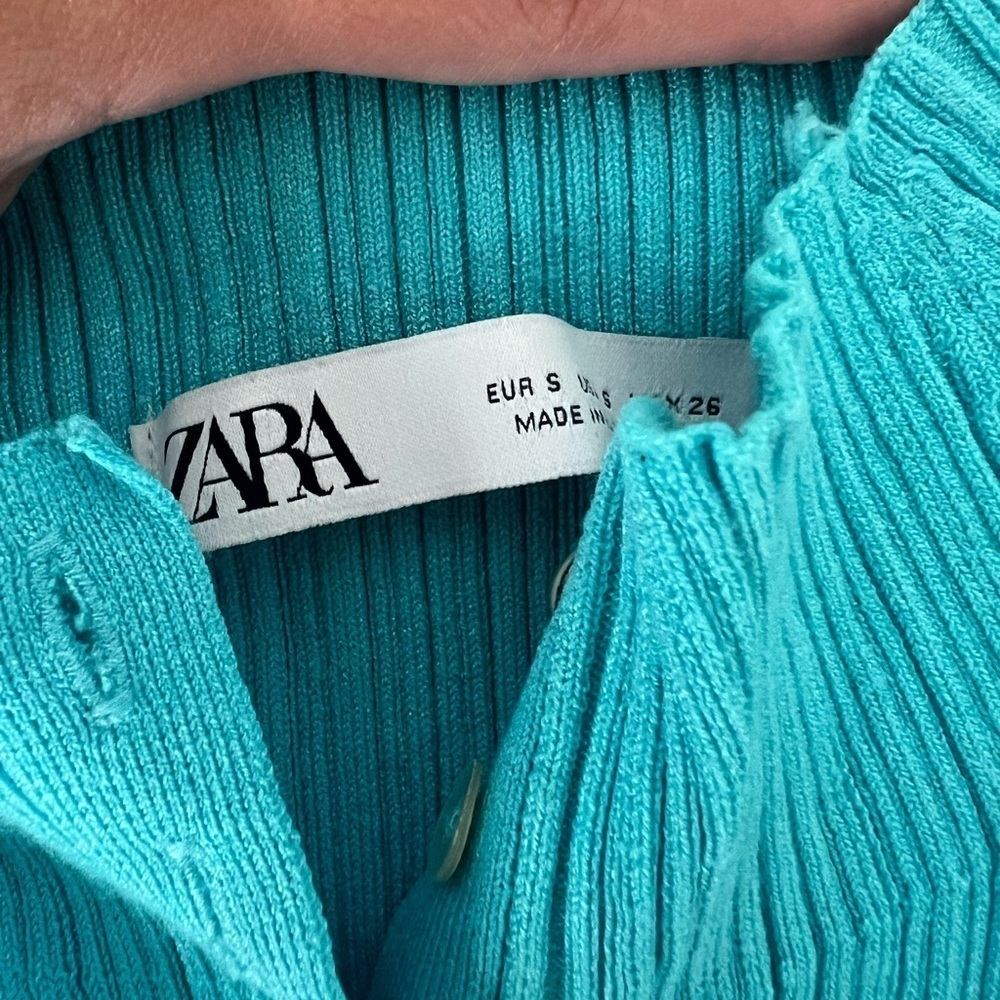 Zara Womens Bright teal top - Picture 4 of 4